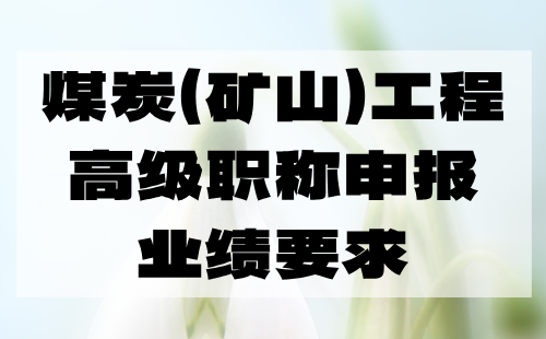 2024煤炭（礦山）工程職稱評審材料組卷：?礦井建設工程技術專業(yè)高級職稱申